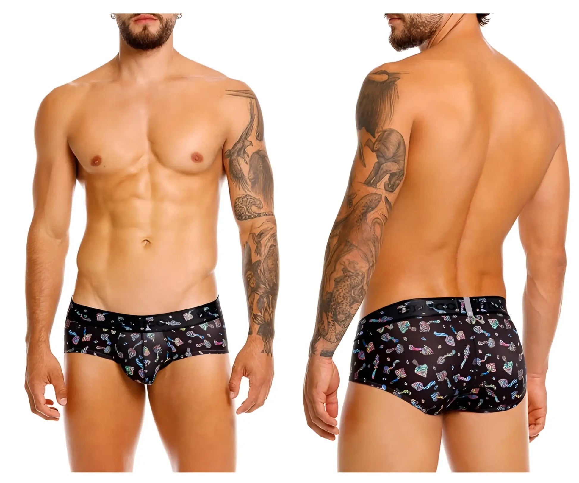 Black unico 25060101103 hongos briefs with playful colorful sea creature pattern on soft fabric for comfortable wear