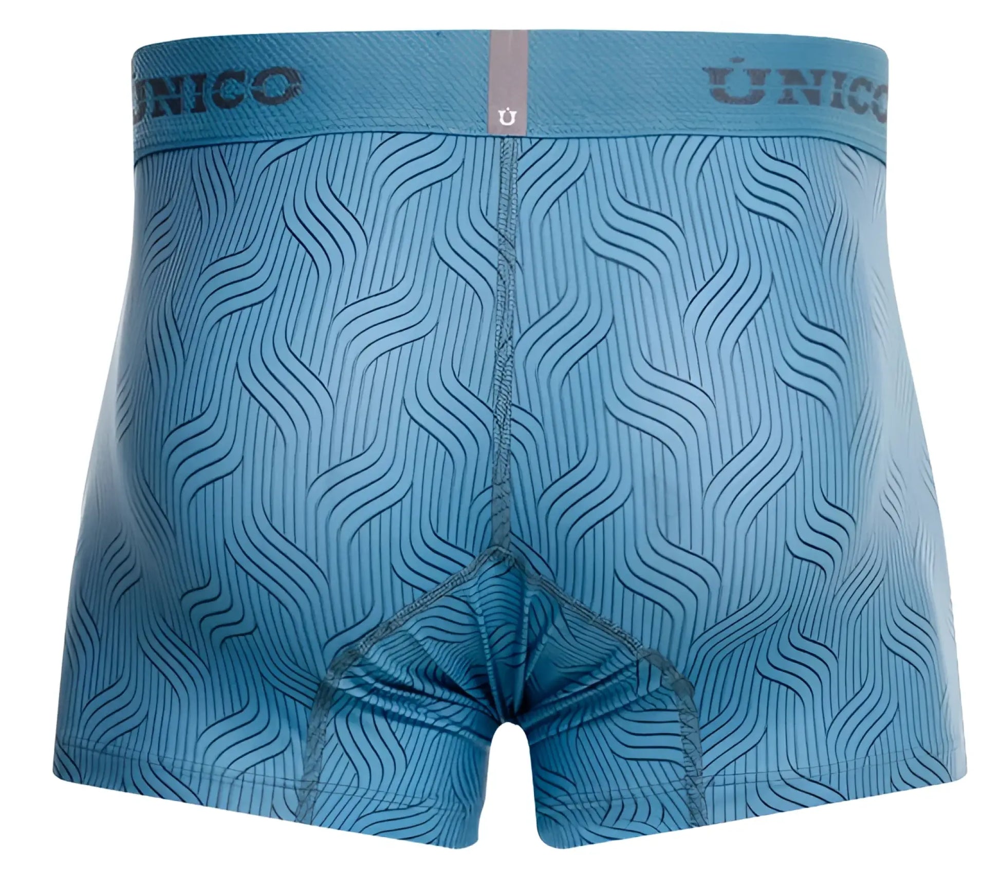 Light blue unico 26020100111 lenoso trunks boxer briefs with subtle wave pattern and elastic waistband