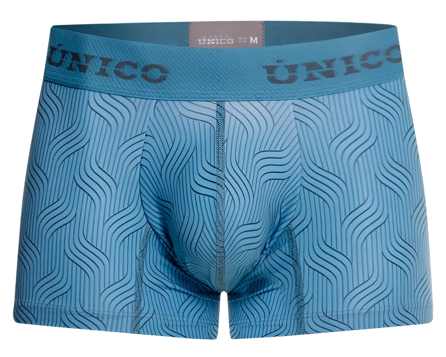 Light blue unico 26020100111 lenoso trunks men’s boxer briefs with subtle wave pattern and branded waistband