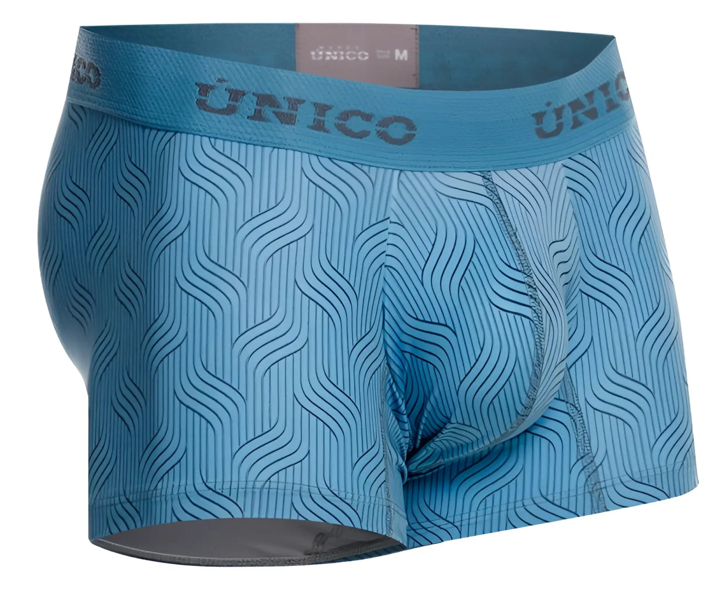 Light blue unico 26020100111 lenoso trunks men’s boxer briefs with subtle wave pattern and elastic waistband