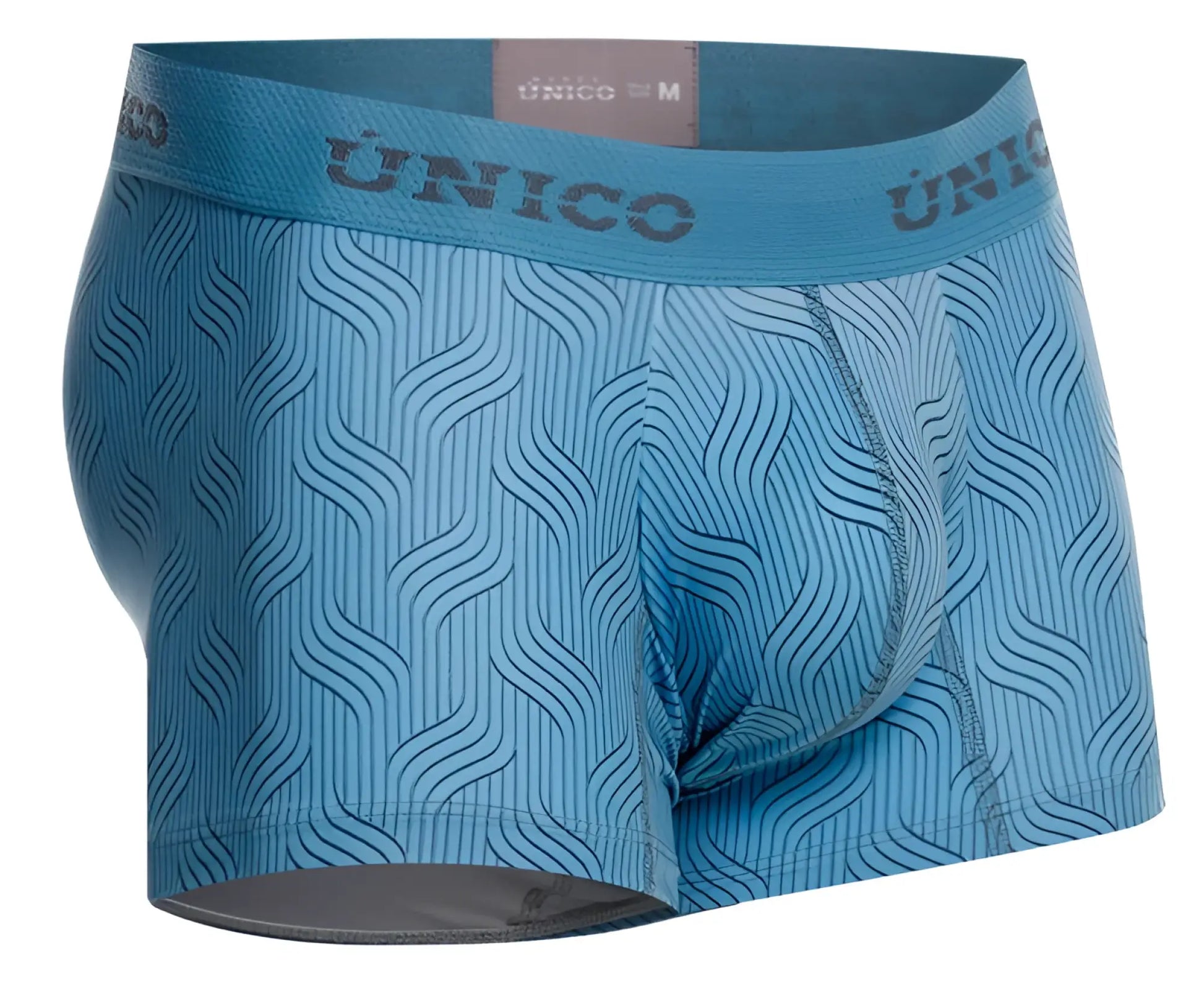 Light blue unico 26020100111 lenoso trunks men’s boxer briefs with subtle wave pattern and elastic waistband