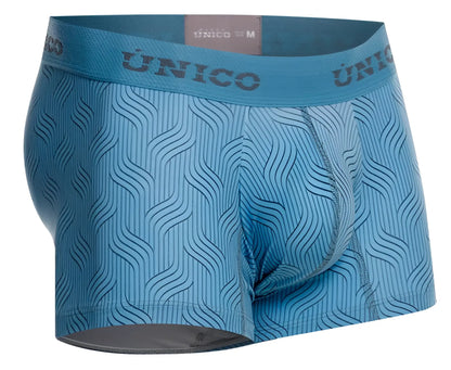 Light blue unico 26020100111 lenoso trunks men’s boxer briefs with subtle wave pattern and elastic waistband