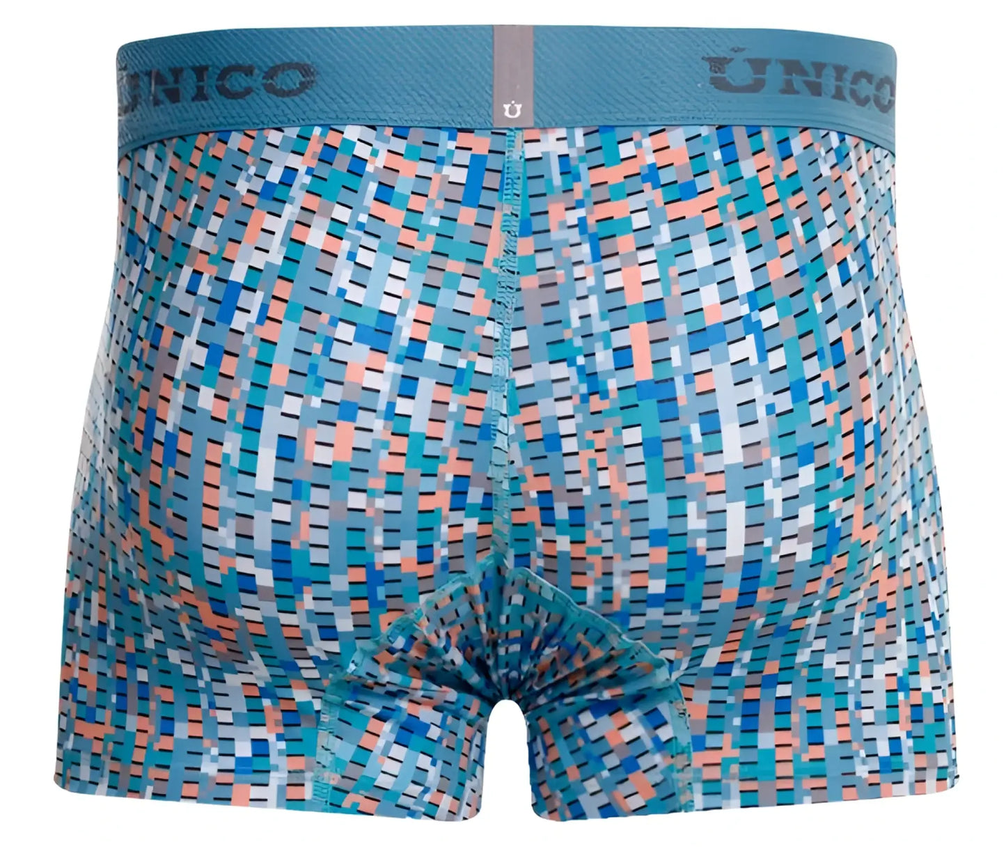 Unico 26020100112 lignina trunks color 46-blue pixelated blue and coral men’s boxer briefs with textured waistband