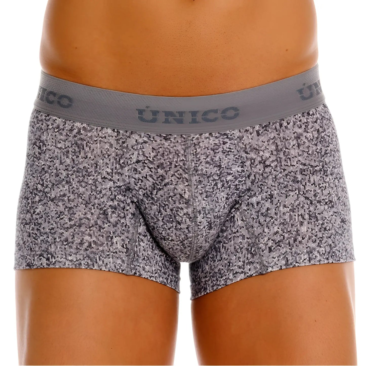 Gray speckled unico 26020100114 suede trunks men’s briefs with matching elastic waistband in color 59 gray