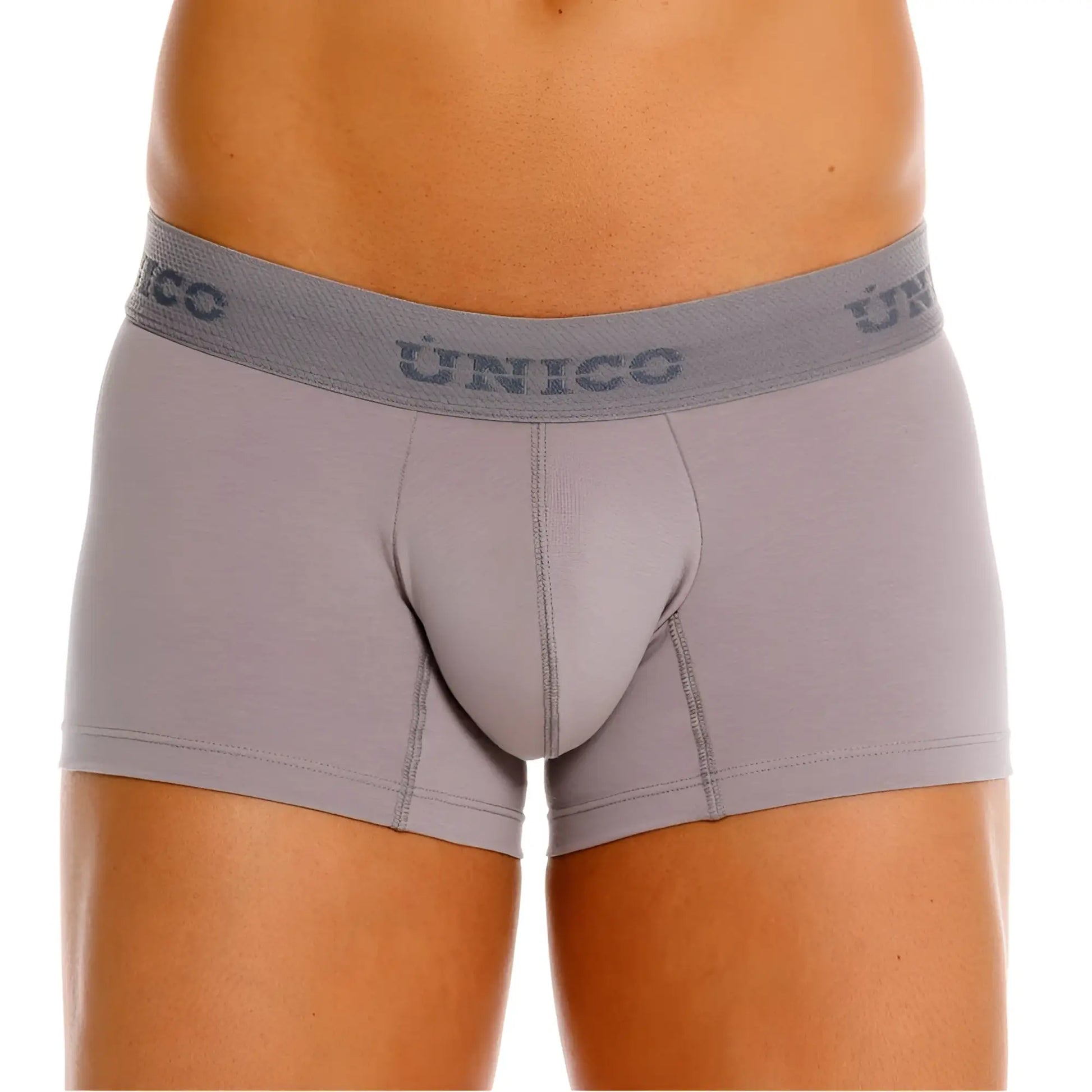 Gray unico men’s briefs with contoured design and elastic waistband in a ruano trunks style color 59-gray