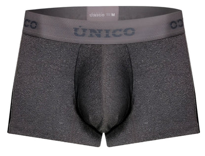 Gray heathered men’s briefs with a matching unico branded elastic waistband in gray from unico 26020100121 brio trunks