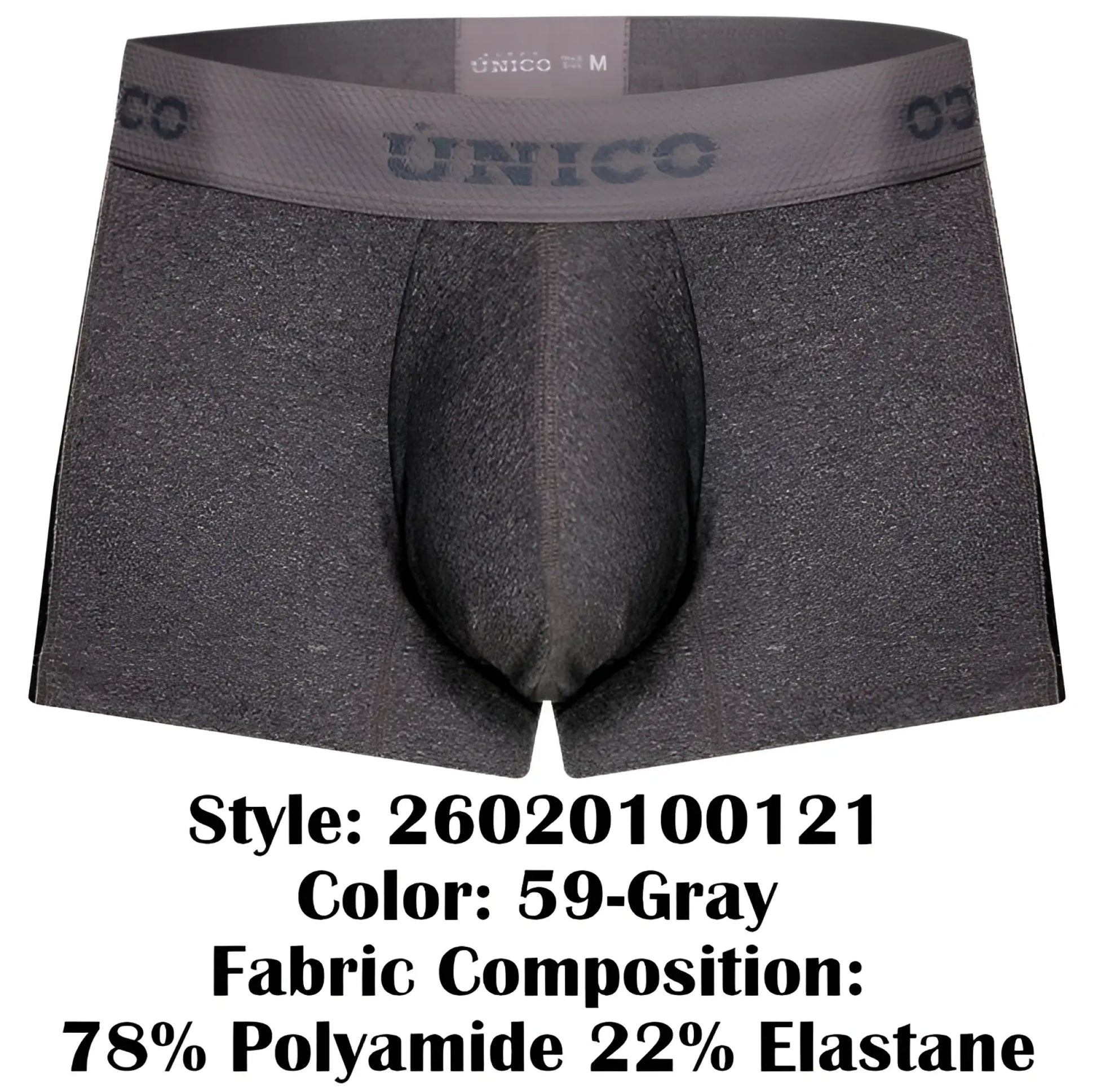 Gray unico brio trunks men’s boxer briefs with textured fabric and supportive design color 59-gray