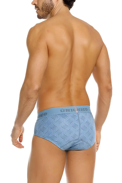Unico 26020101111 Lenoso brief in light blue with subtle wavy pattern on fabric for men