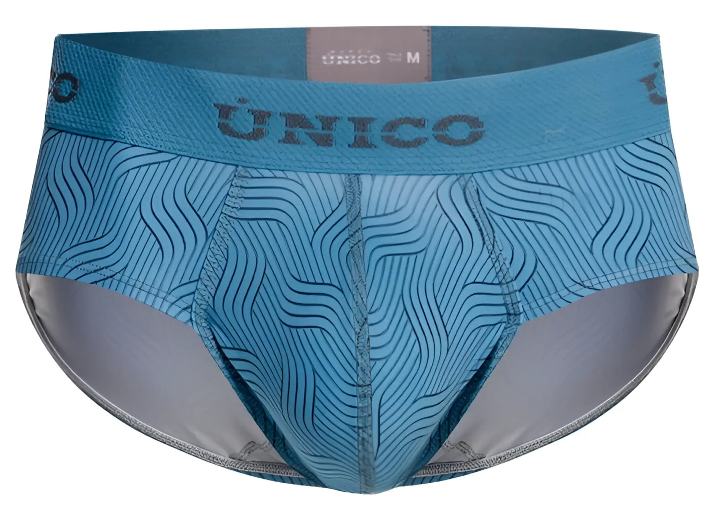 Unico 26020101111 lenoso briefs blue men’s briefs with wavy line pattern and gray interior lining