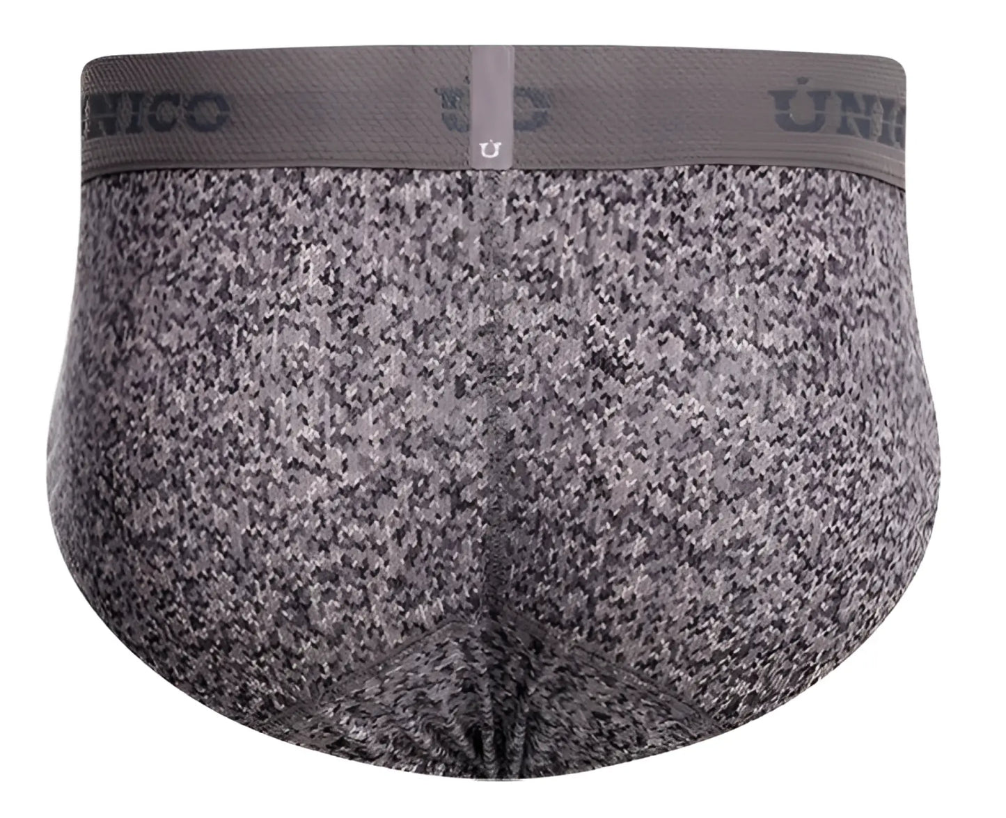 Gray suede womens briefs with textured fabric and unico branded elastic waistband in color 59-gray