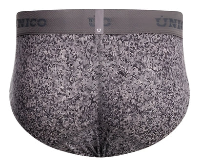 Gray suede womens briefs with textured fabric and unico branded elastic waistband in color 59-gray
