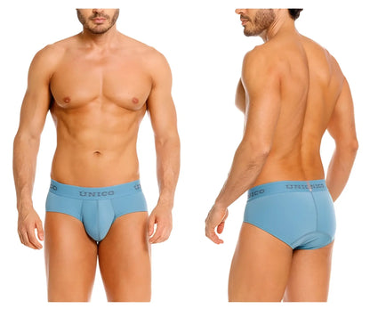 Light blue Unico 26020101118 Ventisca briefs with smooth, form-fitting design for men