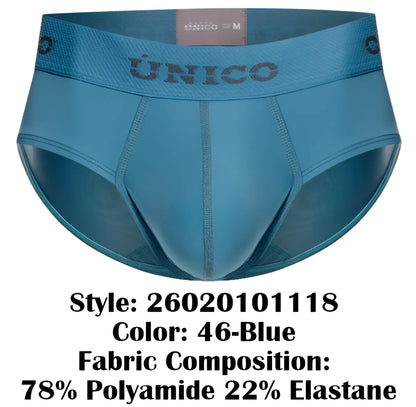 Teal blue unico 26020101118 ventisca briefs for men made of 78 percent polyamide and 22 percent elastane fabric
