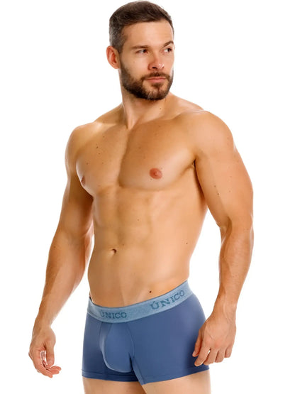 Blue unico boxer briefs with matching elastic waistband classic trunks premium men’s everyday essential teal