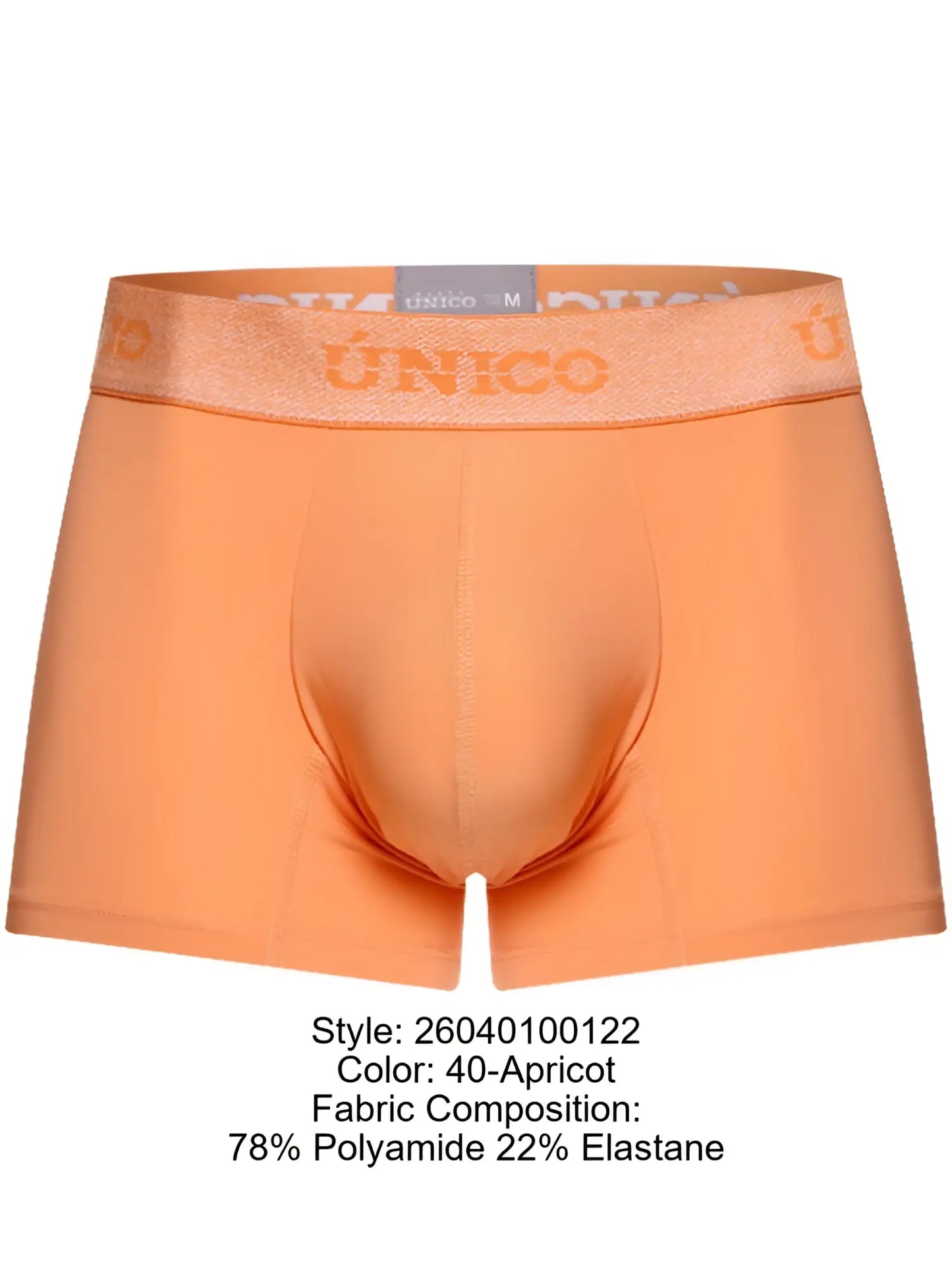 Aprico-colored unico men’s boxer briefs made of 78% polyamide and 22% elastane for premium support and style