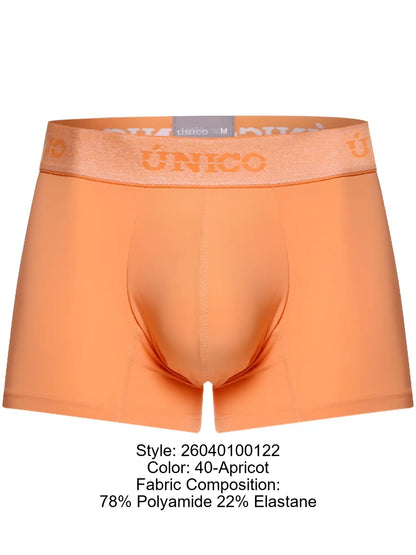 Aprico-colored unico men’s boxer briefs made of 78% polyamide and 22% elastane for premium support and style