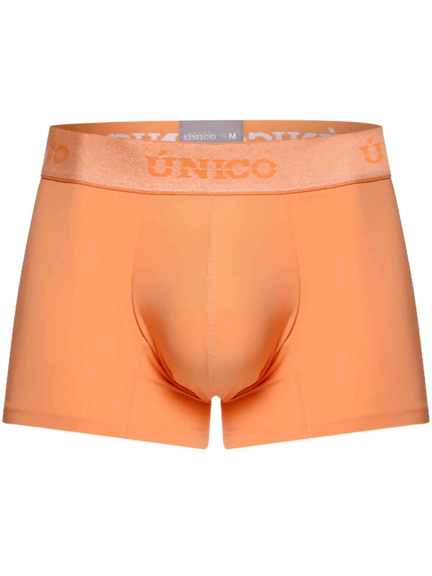 Orange unico men’s boxer briefs with matching elastic waistband in apricot color for premium support and style