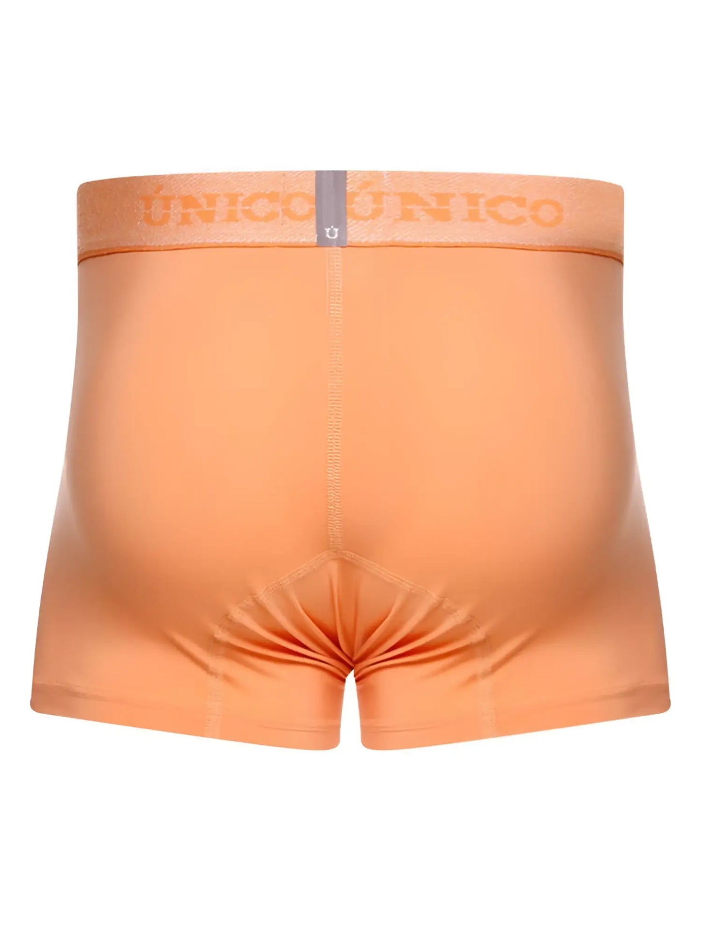 Orange unico brand apricot briefs with matching elastic waistband featuring logo and premium support and style