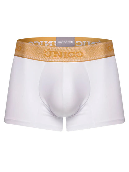 White boxer briefs with gold unico waistband premium athletic fit in color 00-white for active wear