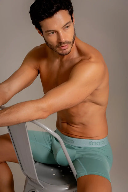 Teal unico 26040100221 ceramic boxer briefs with snug fit elastic waistband for men in green color