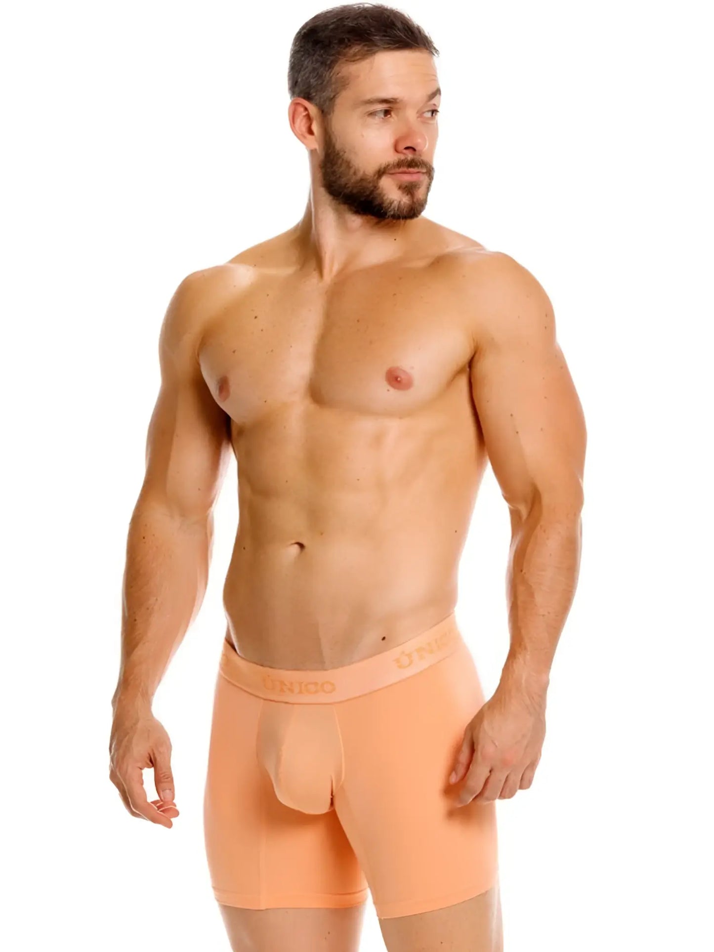 Orange unico classic boxer briefs in apricot with smooth form-fitting design for essential comfort wear