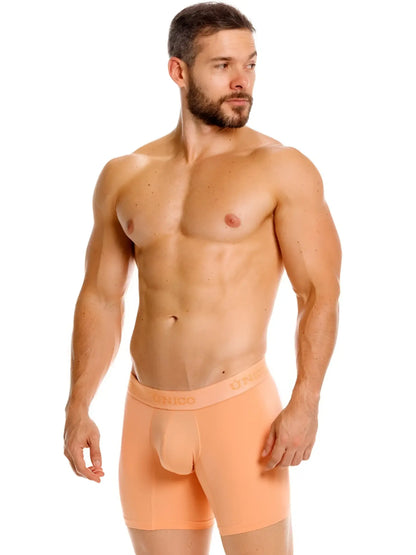 Orange unico classic boxer briefs in apricot with smooth form-fitting design for essential comfort wear