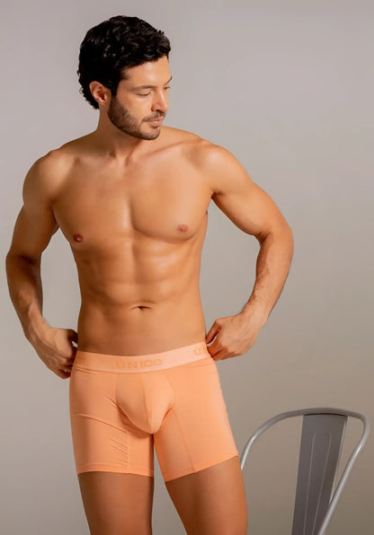 Cotton apricot men’s briefs with soft elastic waistband featuring unzoo logo for essential comfort and support