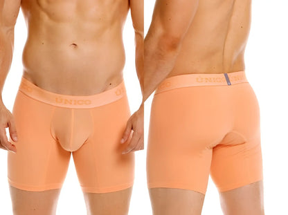 Orange unico mens boxer briefs in apricot with smooth form-fitting design and elastic waistband for essential comfort