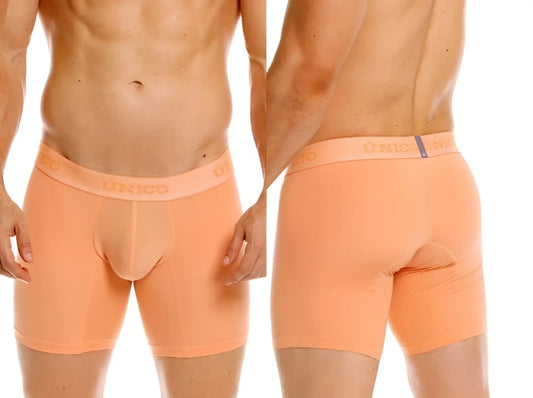 Orange unico mens boxer briefs in apricot with smooth form-fitting design and elastic waistband for essential comfort