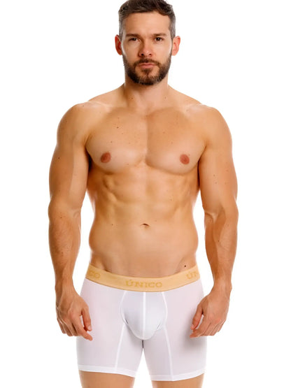 White unico 26040100225 amber boxer briefs with light beige elastic waistband for premium comfort