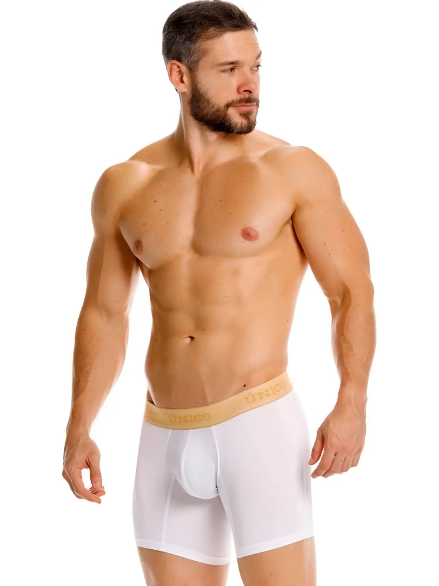 White unico 26040100225 amber boxer briefs with gold-onco waistband offering premium comfort