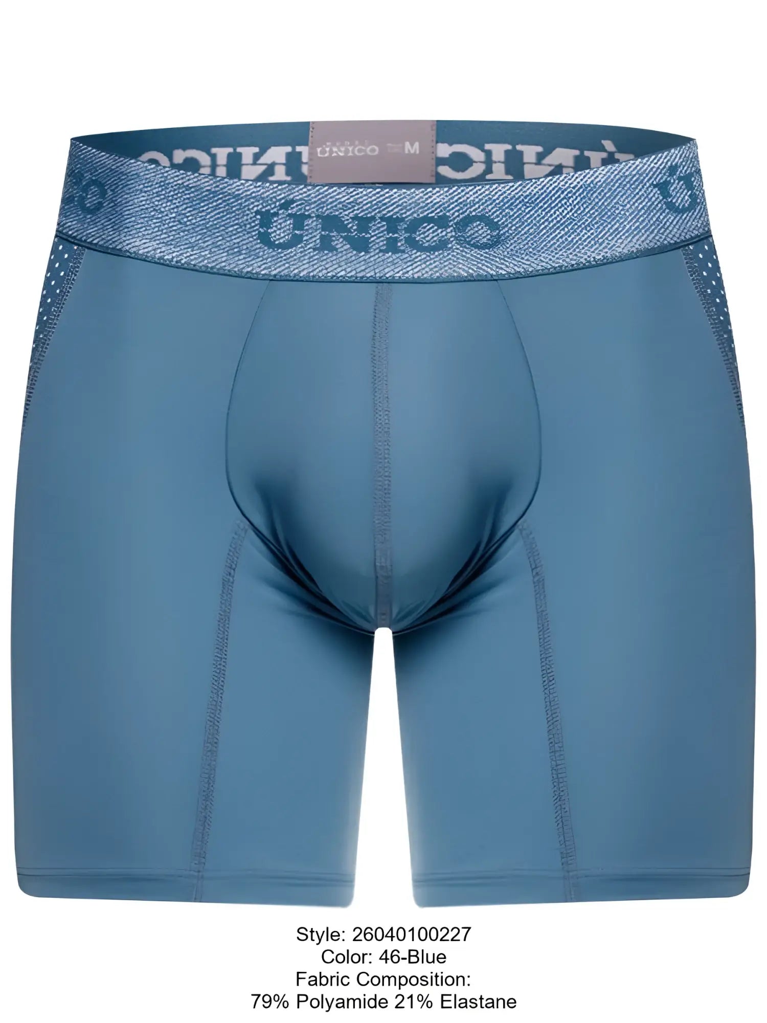 Blue unico 26040100227 classic boxer briefs with textured waistband and perforated side panels for premium comfort