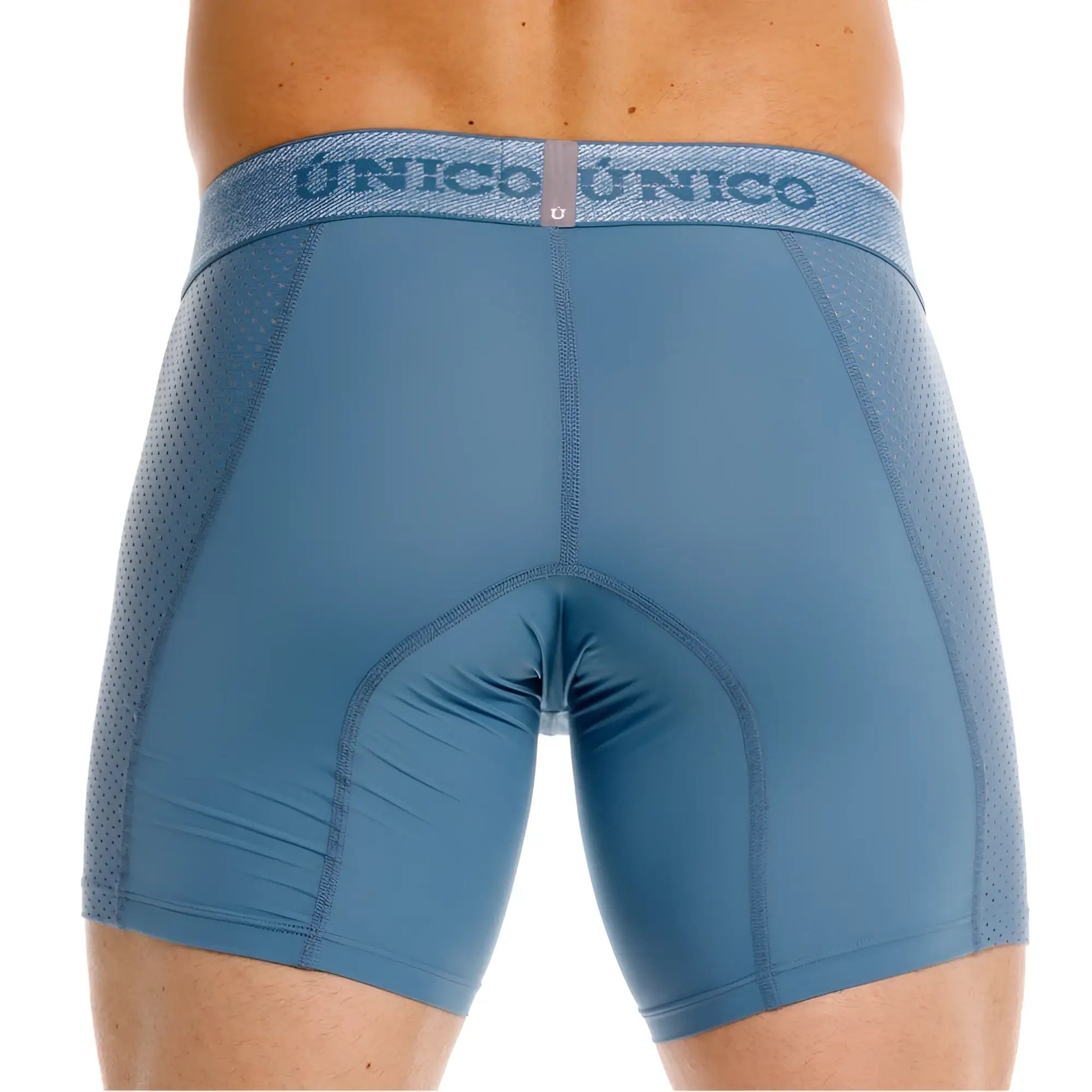 Blue unico men’s classic boxer briefs with mesh side panels and branded waistband for premium comfort and fit