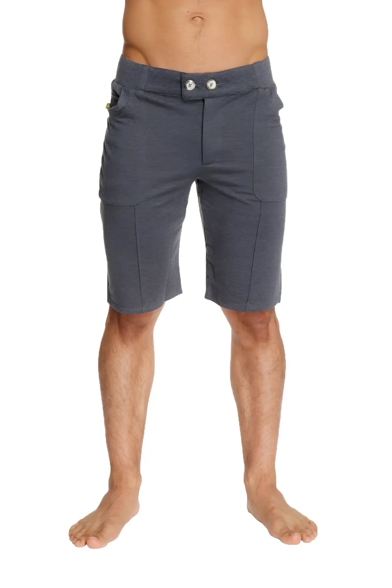 Urban Tactical at Home dress shorts in charcoal textured fabric with silver buttons and multiple pockets