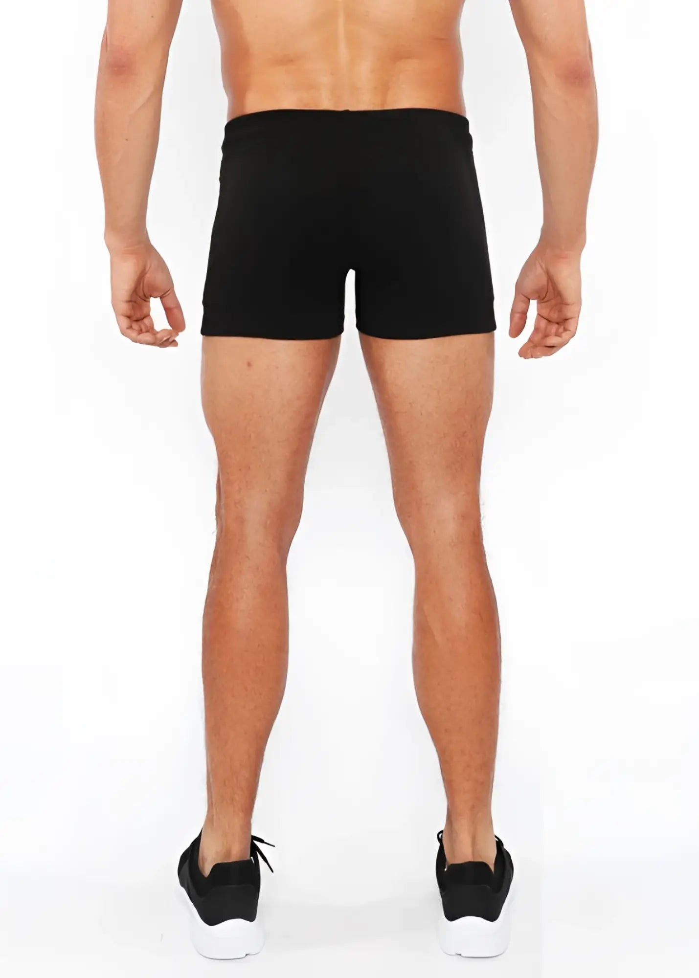 Black vault gym-tech shorts with elastic waistband and three color heat weld zippers for athletic use