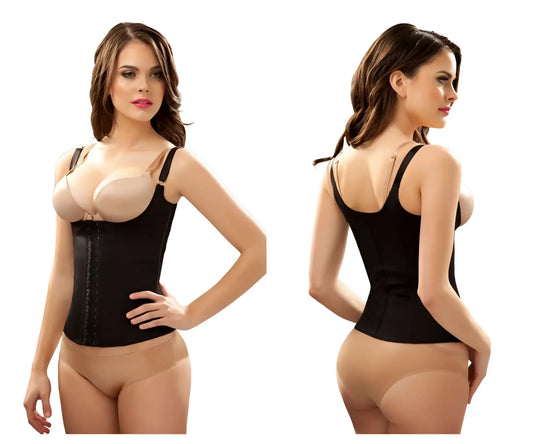 Black Vedette 100 Renee under bust waist cincher corset with adjustable straps and front zipper closure