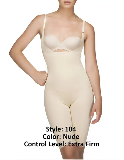 Nude extra-firm Vedette 104 Stephanie full body shaper seamless bodysuit with thin straps for smooth shaping