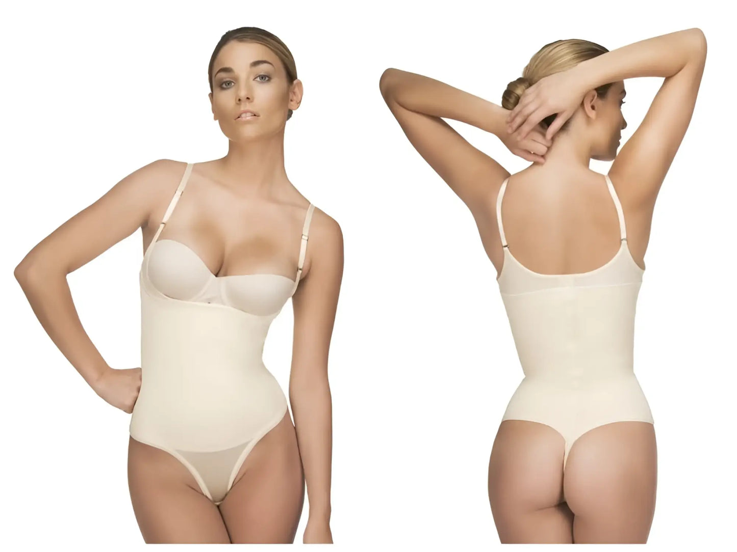 Beige vedette 111 evonne underbust bodysuit thong color nude with thin straps and seamless form-fitting design