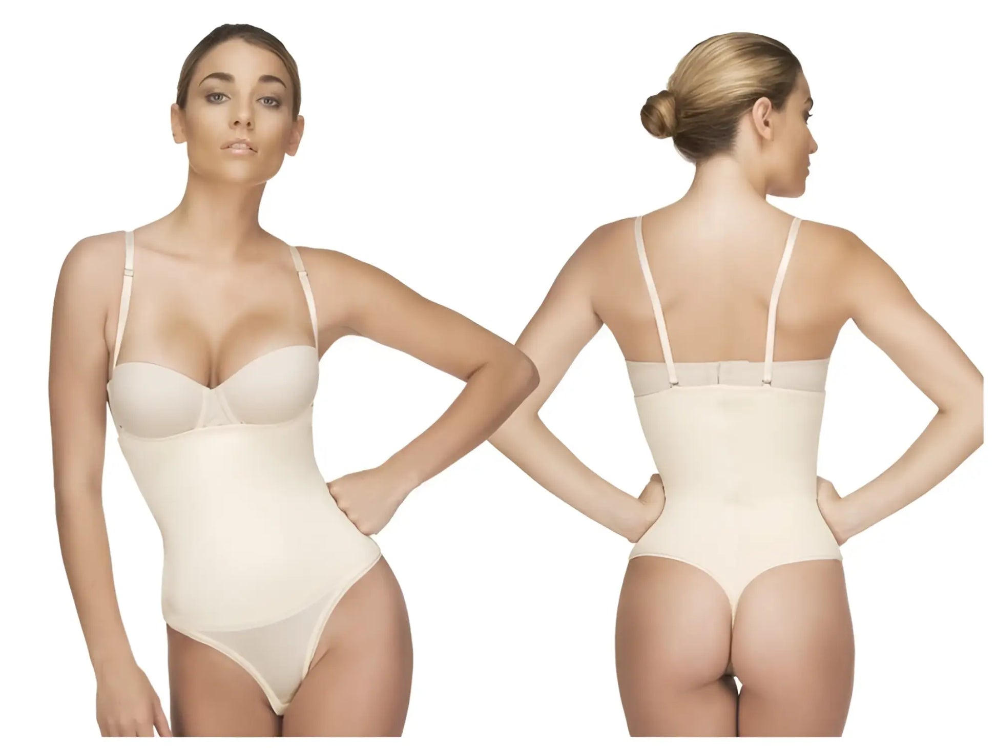 Beige vedette 211 nadine strapless bodysuit in thong color nude with thin straps and smooth form-fitting design