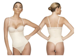 Beige vedette 211 nadine strapless bodysuit in thong color nude with thin straps and smooth form-fitting design