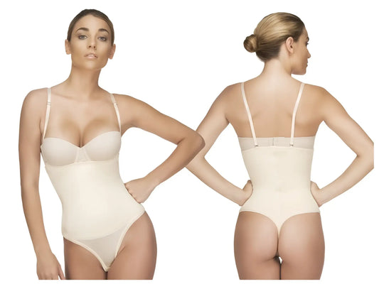 Beige vedette 211 nadine strapless bodysuit in thong color nude with thin straps and smooth form-fitting design