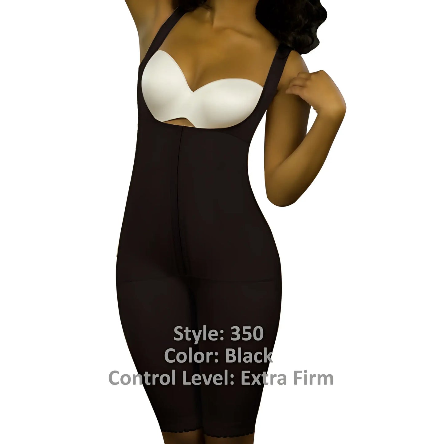 Black vedette 350 marcelle high back full body shaper with white underwire bra insert and extra firm control