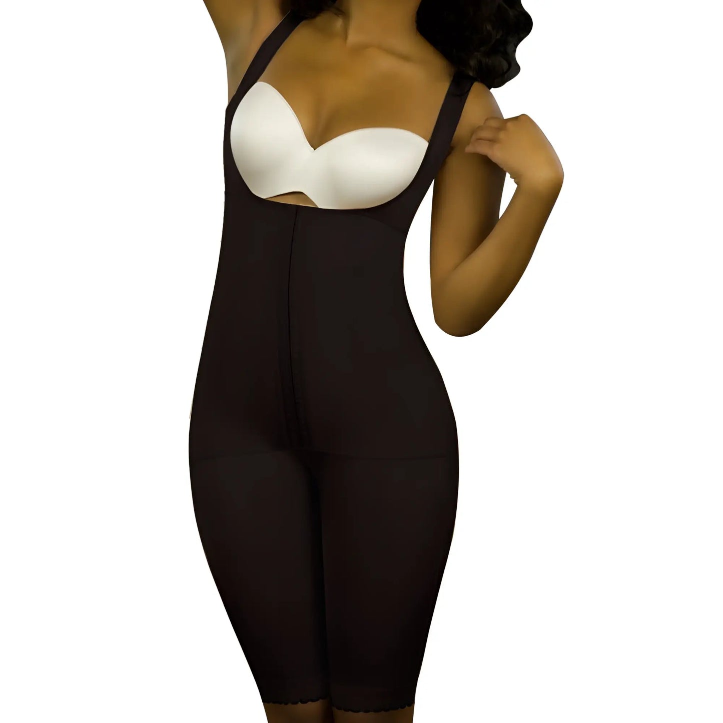 Black Vedette 350 Marcelle high back full body shaper with white underwire bra insert for smoothing and support