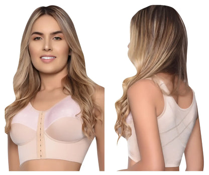 Beige vedette 5083 back-support brassiere with underwire adjustable side closures and structured supportive design