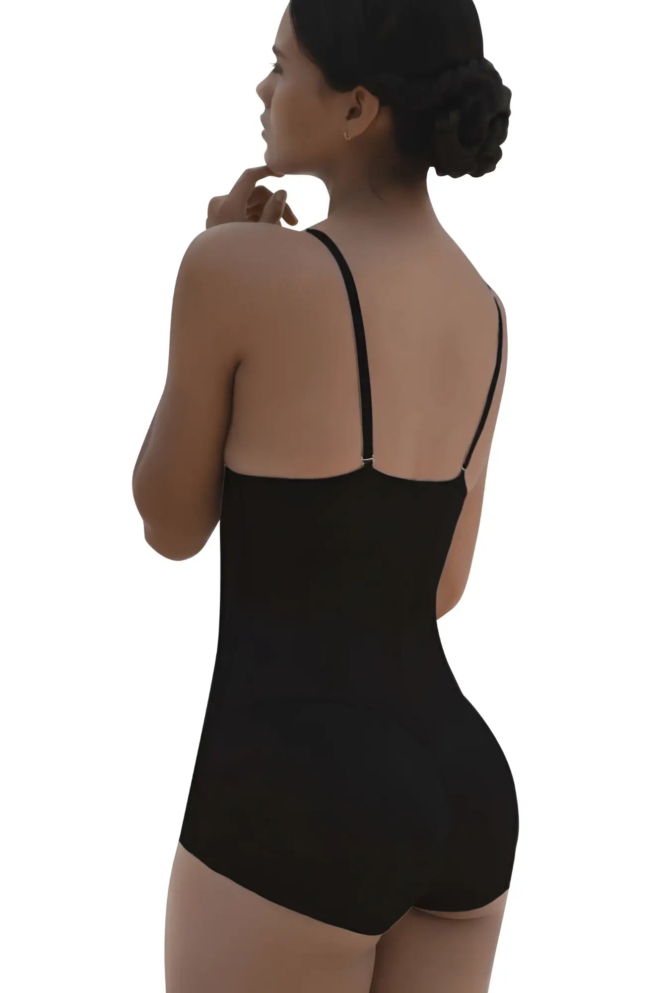 Black vedette 5099 one-piece bodycon swimsuit with thin spaghetti straps and smooth form-fitting design