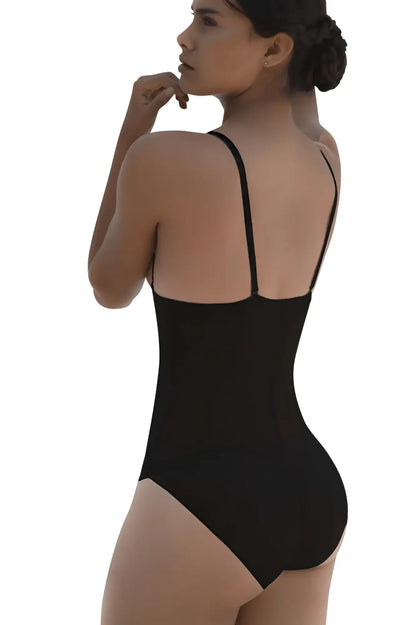 Black vedette 5108 strapless body shaper one-piece bodycon swimsuit with thin straps and butt lifter design