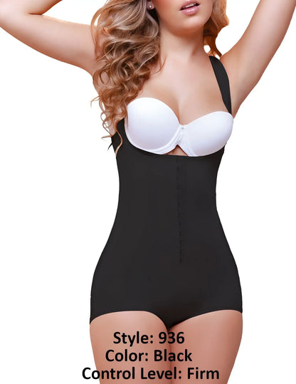 Black vedette 936 ariana high back wide strap shapewear with firm control and white underwire bra insert