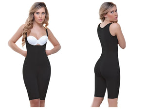 Vedette 938 full body control suit in black with white bra insert designed for firm shaping and support