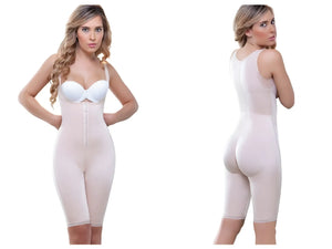Vedette 938 nude seamless full body control suit with front zipper and adjustable straps for shaping and support