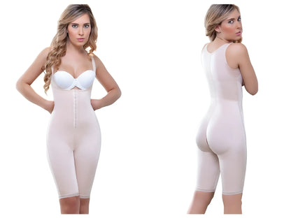 Vedette 938 nude seamless full body control suit with front zipper and adjustable straps for shaping and support